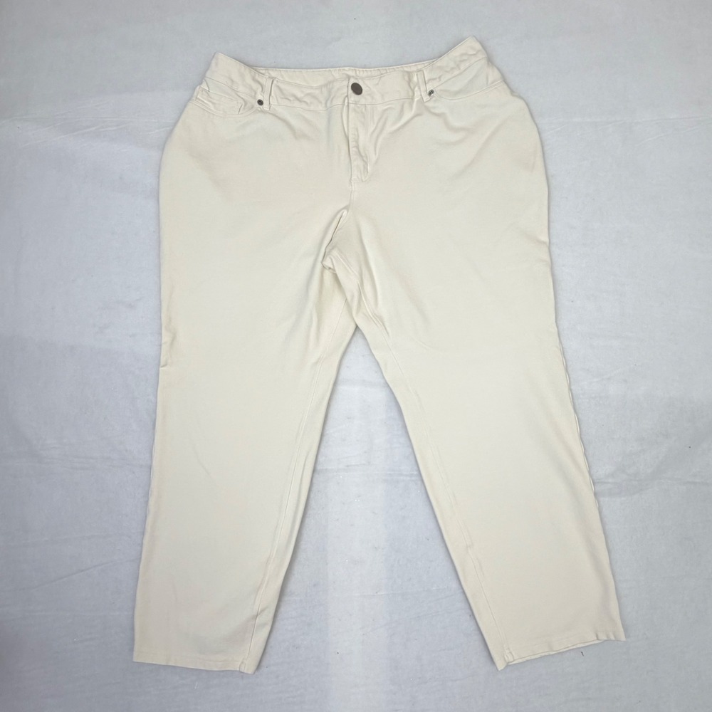 C. Est. 1946 Womens 20W Cream Stretch Straight Leg Pants Career Trousers